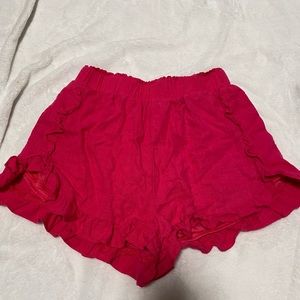 bright pink linen shorts